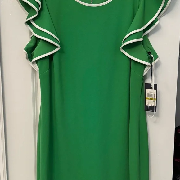Tommy Hilfiger Scuba Crepe Flutter Sleeve Sheath Dress - Peapod/Ivory
